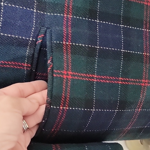 Vintage Sag Harbor Size 16 Green, Red, Blue and Gold Plaid Wool Blend Blazer - Picture 4 of 11